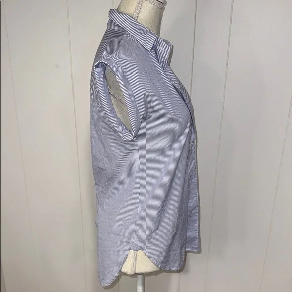 J. Crew Blue Striped Blouse - Picture 3 of 5